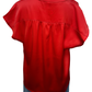V Neckline Cap Sleeve Top Red