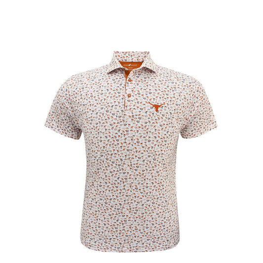 Texas Longhorns Drove Polo White with Burnt Orange & Brown