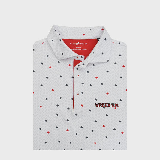 Texas Tech Red Raiders WRECK 'EM White Micro State Print Polo