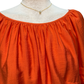 Half Puff Sleeve Pleated Round Neck Top Orange