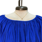 Half Puff Sleeve Pleated Round Neck Top Blue