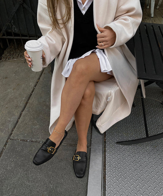 Santel Black Leather Flats