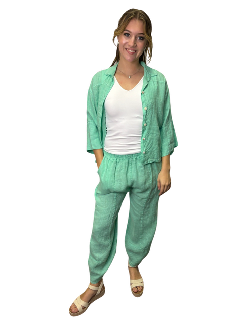Sicily Linen Pants Aqua