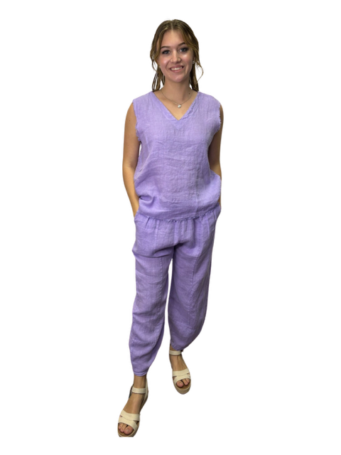 Sequoia Linen Sleeveless Top Lilac