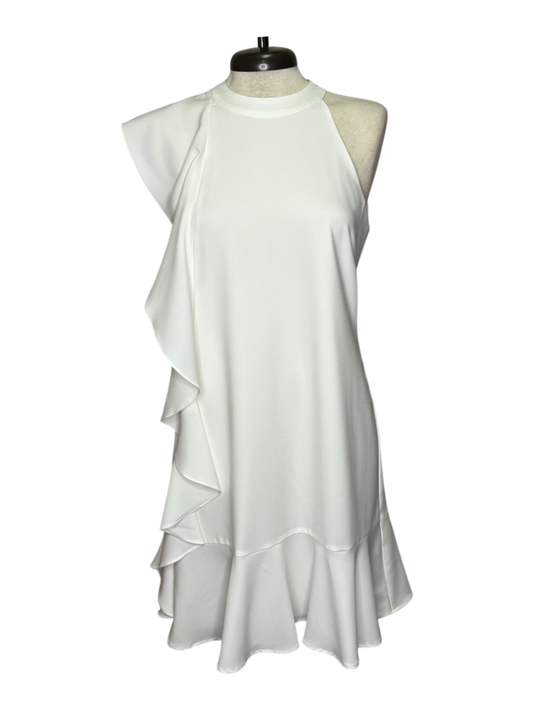 White Side Ruffles Dress