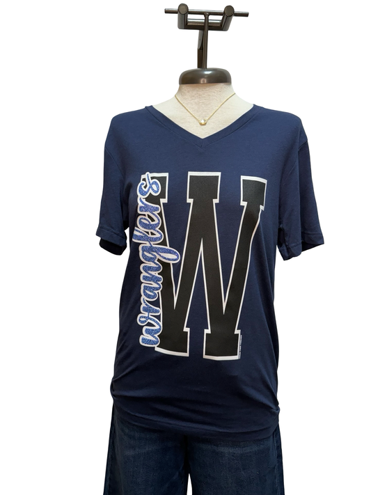 Wrangler Glitter V Neck Tee