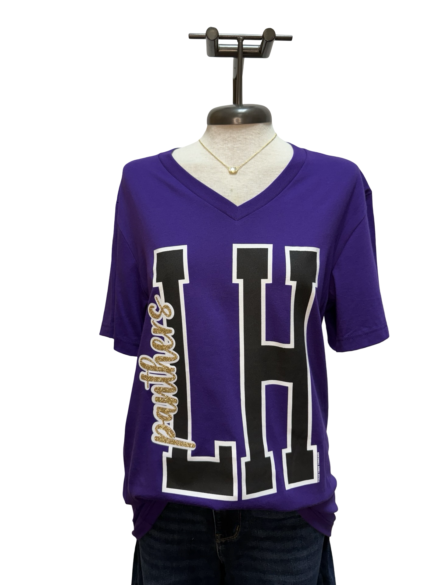 Panther Glitter V Neck Tee