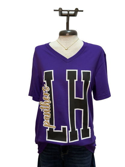 Panther Glitter V Neck Tee