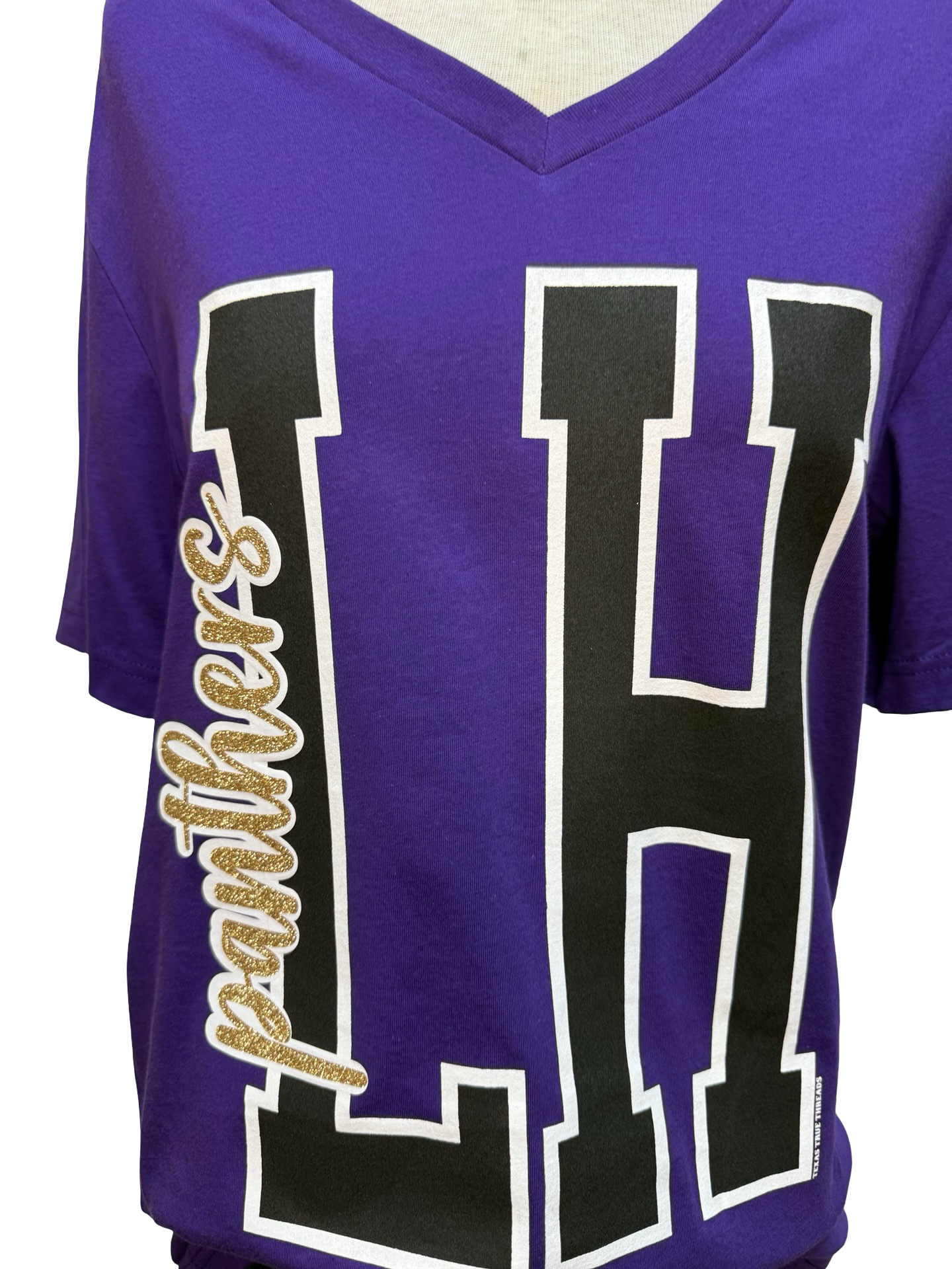 Panther Glitter V Neck Tee