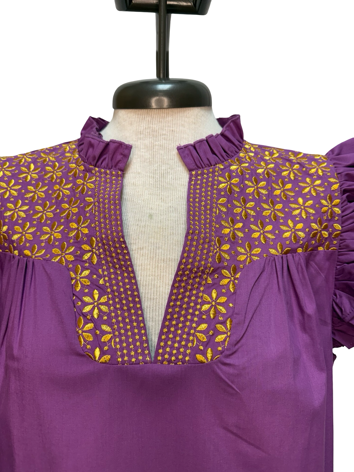 Mia Purple and Gold Embroidered Blouse