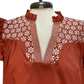 Hook Em Burnt Orange Embroidered Blouse