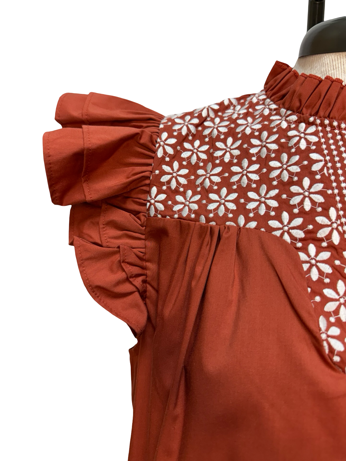 Hook Em Burnt Orange Embroidered Blouse