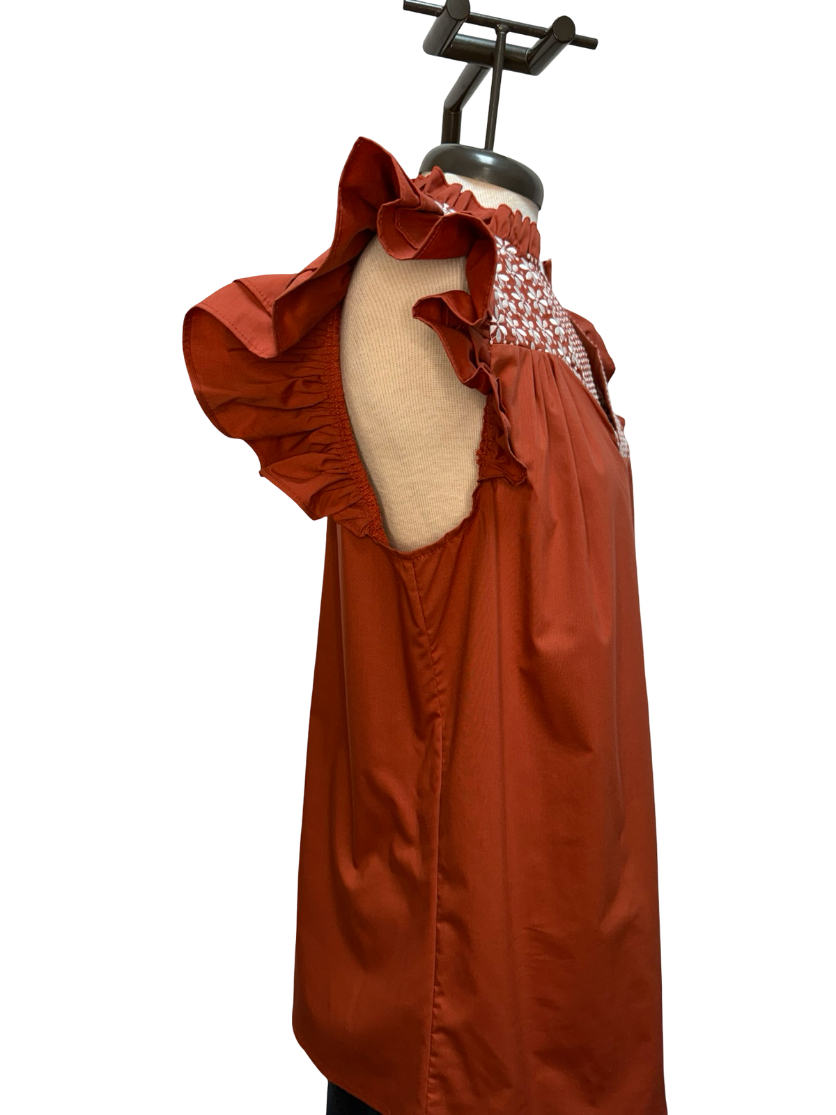 Hook Em Burnt Orange Embroidered Blouse