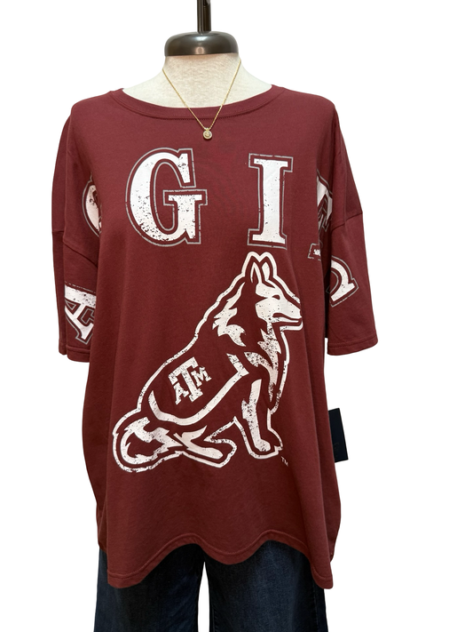 Texas A&M Southern Split OS Band Tee