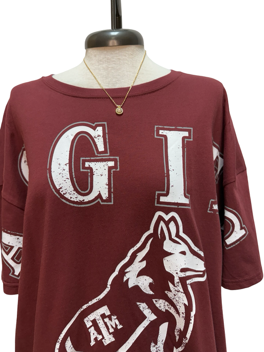 Texas A&M Southern Split OS Band Tee