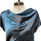 Cowl Neck Combo Blouse Dusty Blue