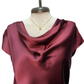 Cowl Neck Combo Blouse Burgundy