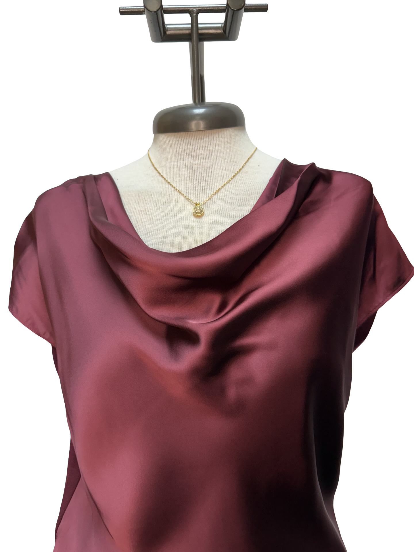 Cowl Neck Combo Blouse Burgundy