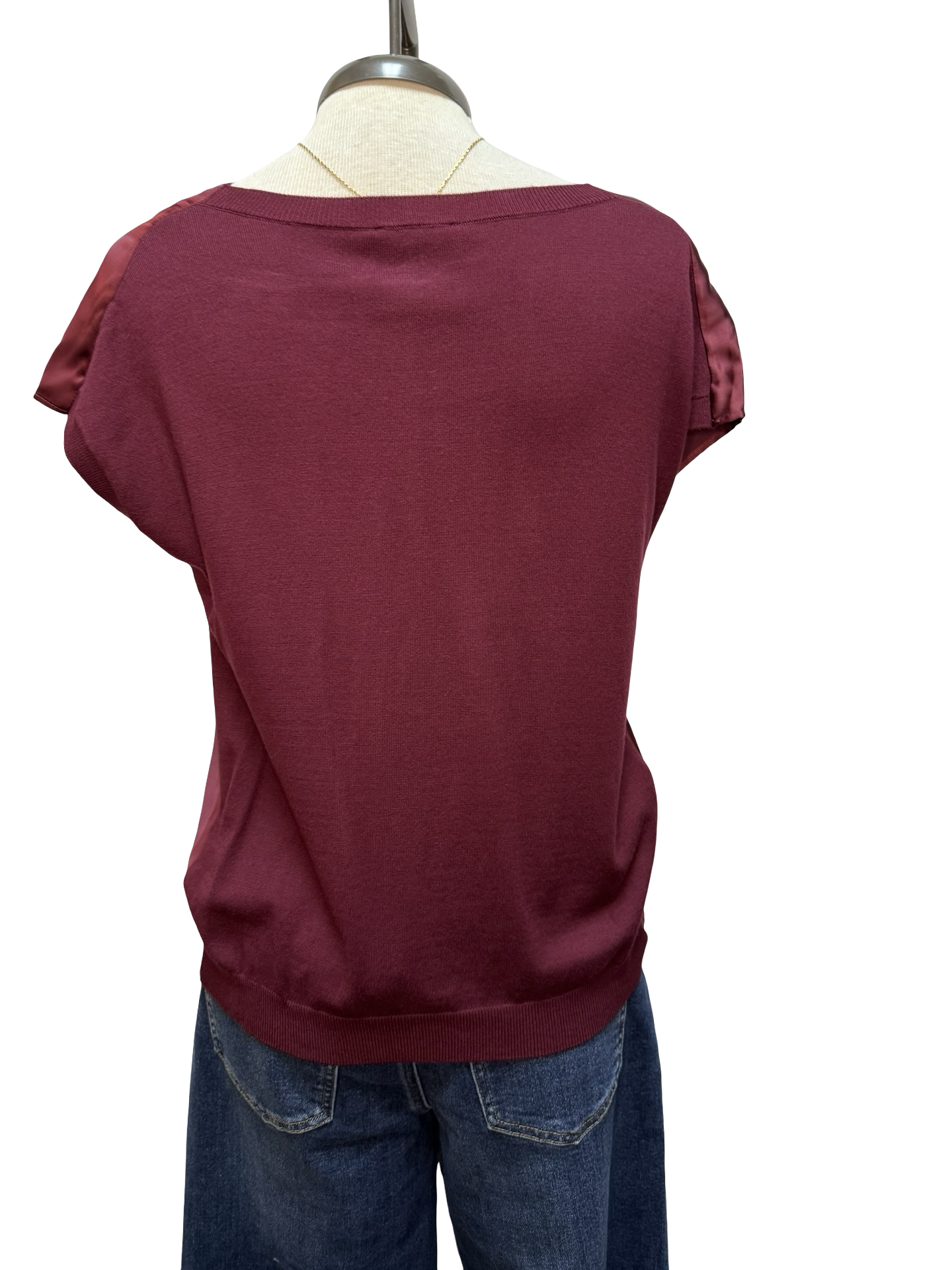 Cowl Neck Combo Blouse Burgundy