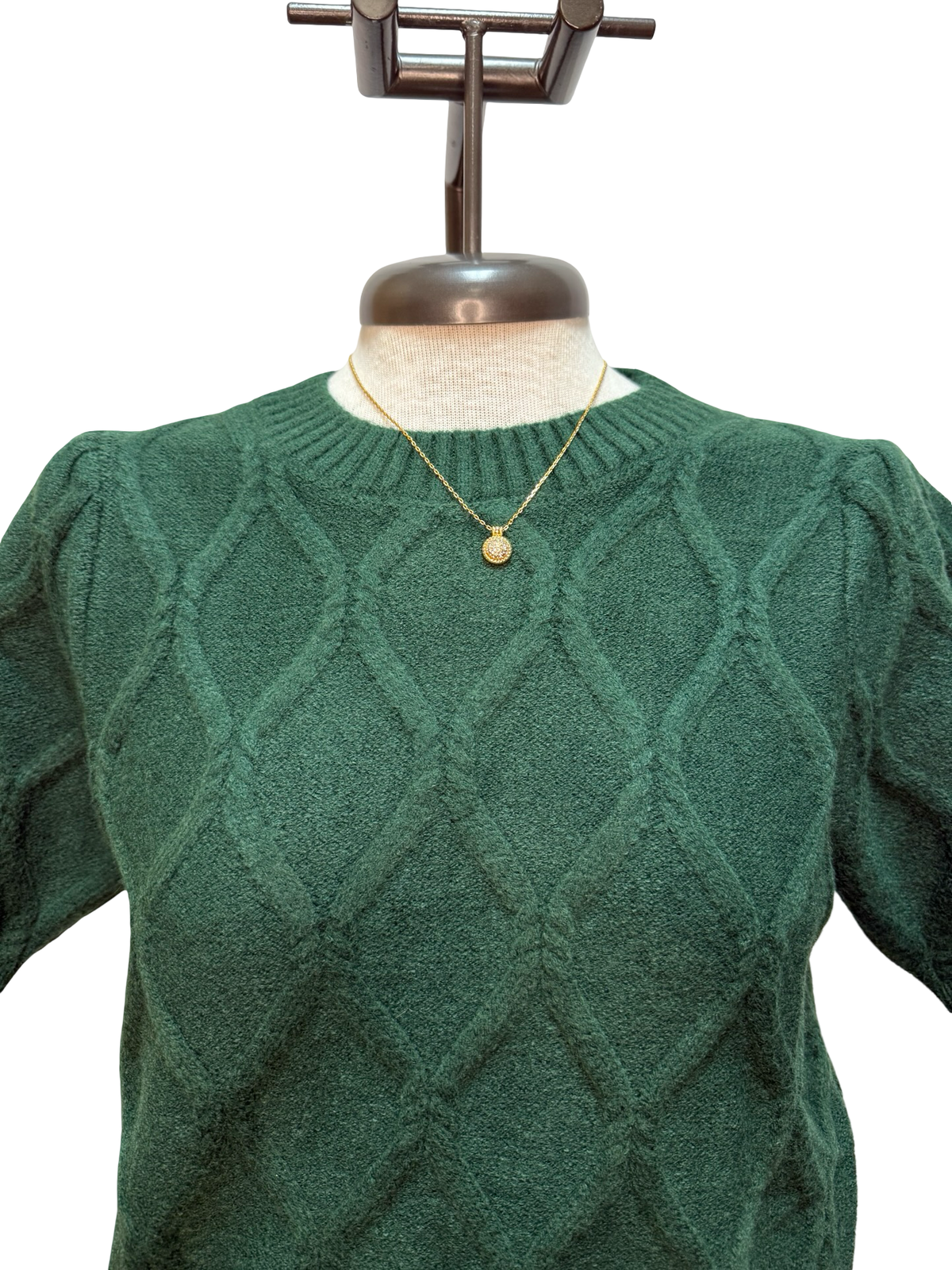 Short Puff Sleeve Sweater Pine