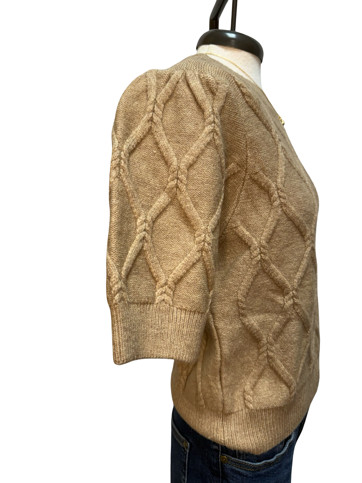 Short Puff Sleeve Sweater Oatmeal