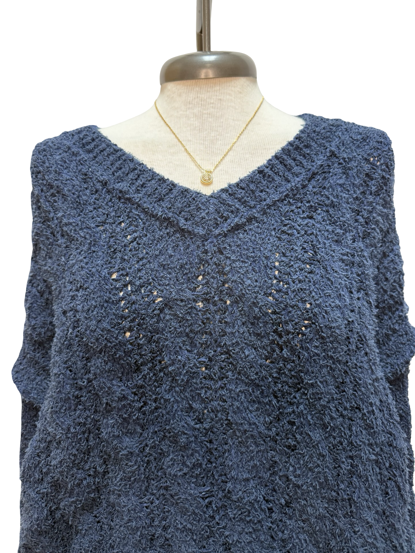 Semi-Cropped V Neck Sweater Navy