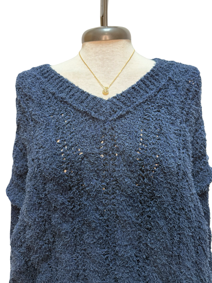 Semi-Cropped V Neck Sweater Navy