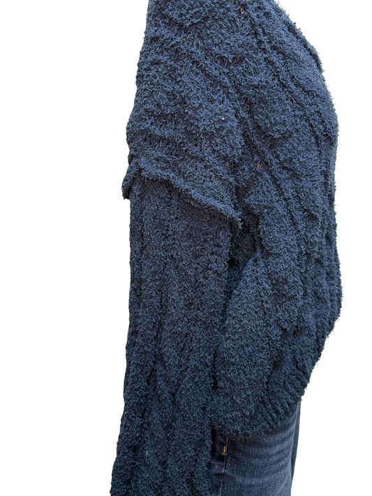 Semi-Cropped V Neck Sweater Navy