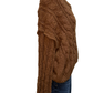 Semi-Cropped V Neck Sweater Chocolate
