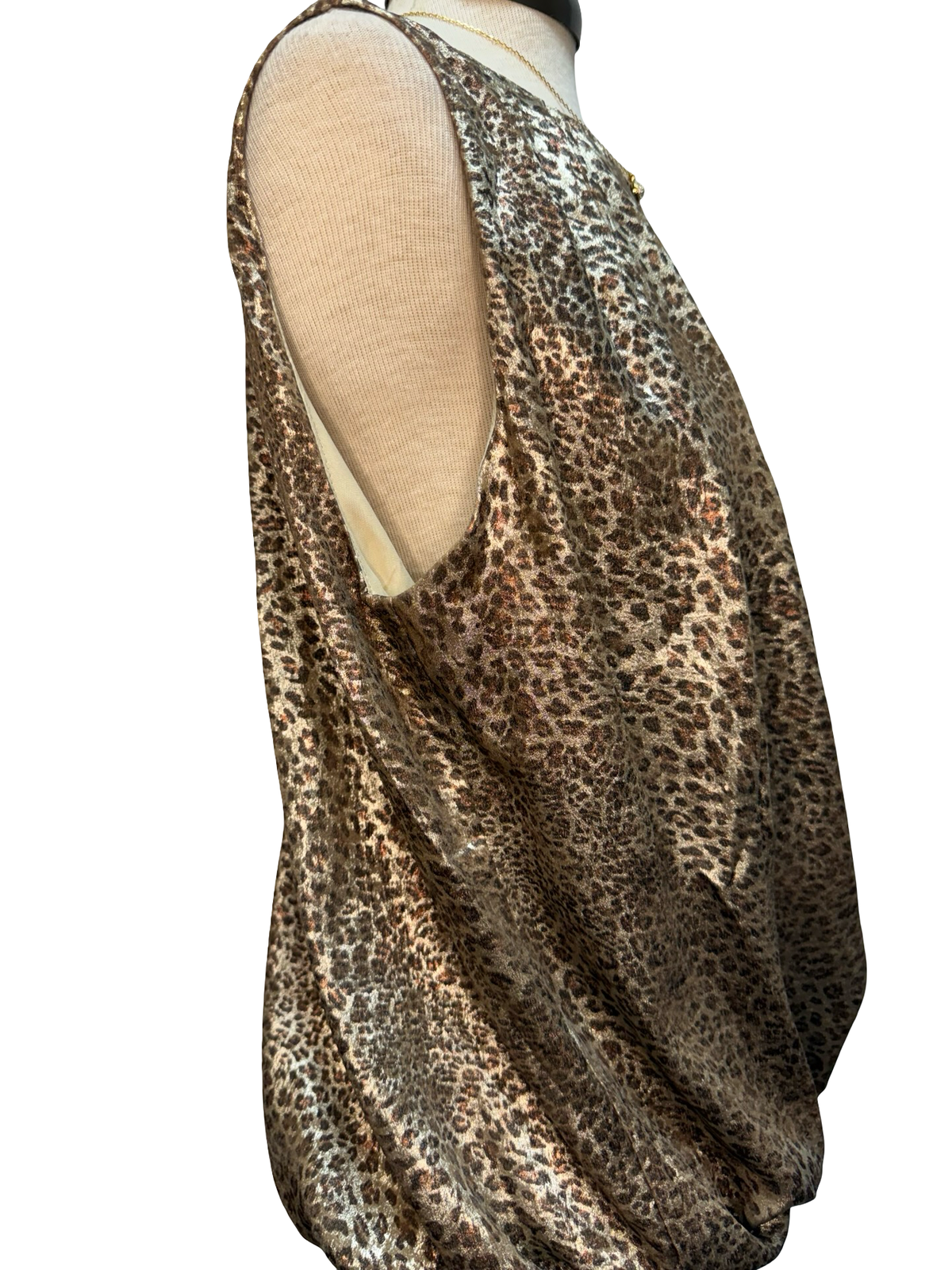 Satin Leopard Bubble-Hem Top