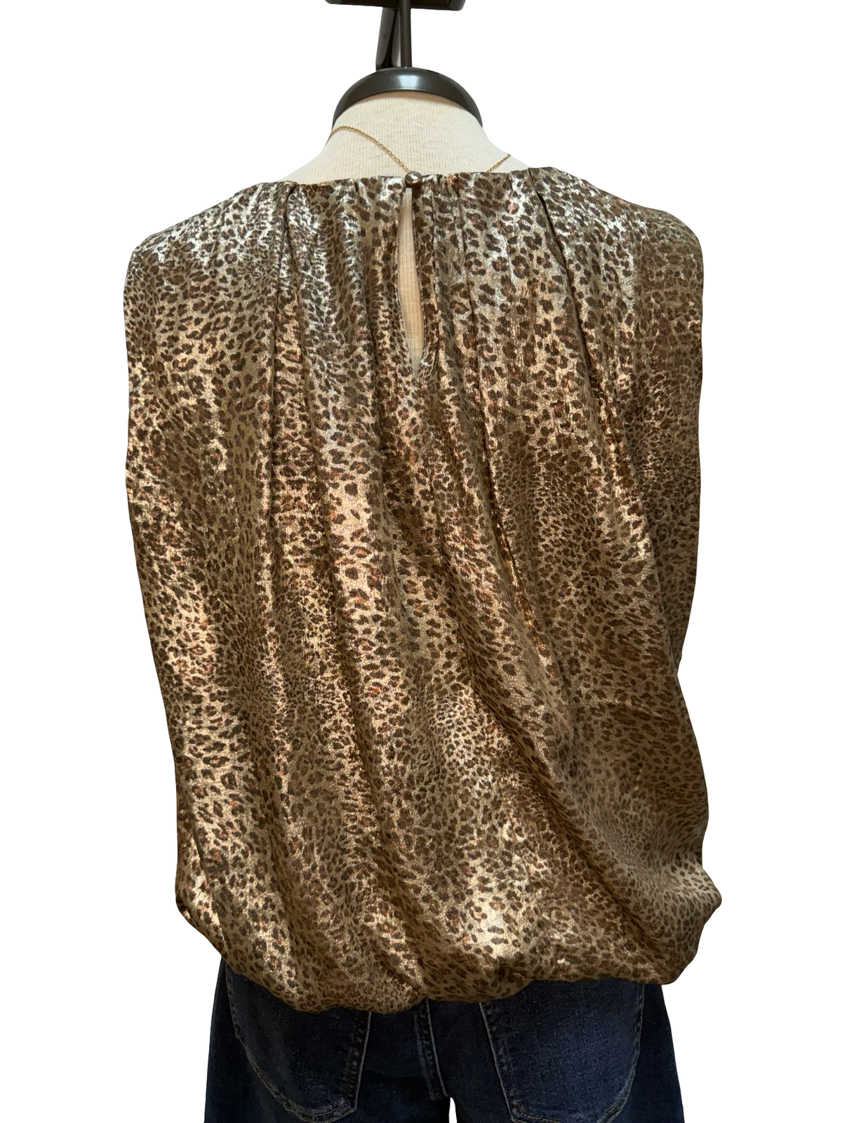 Satin Leopard Bubble-Hem Top