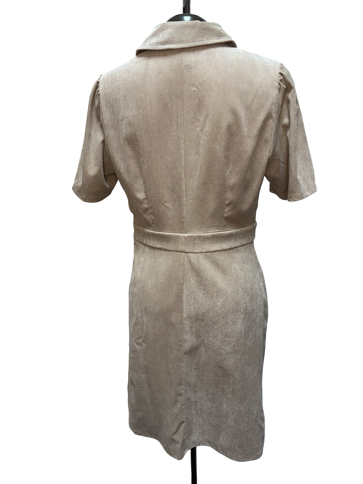 London Times Tan Short Sleeve Collared Dress