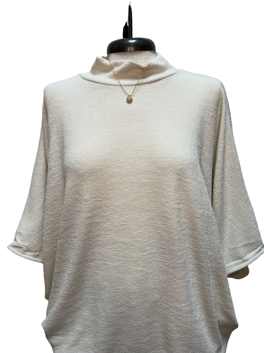 Mock Neck Dolman Sleeve Knit Top Ecru
