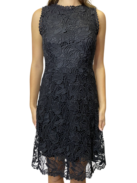Black Lace Flared Dress