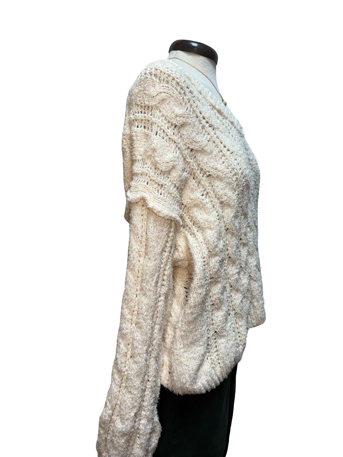 Semi-Cropped V Neck Sweater Cream