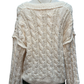Semi-Cropped V Neck Sweater Cream