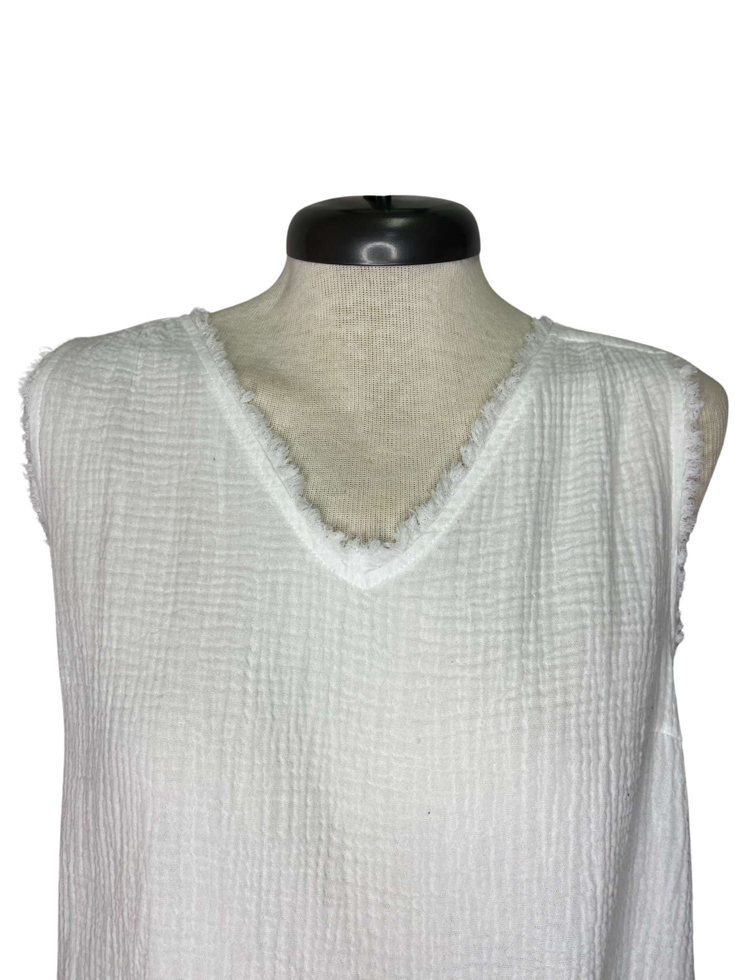 Gauze High Low Tank Off White