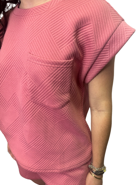 Textured Pink Short Sleeve Top