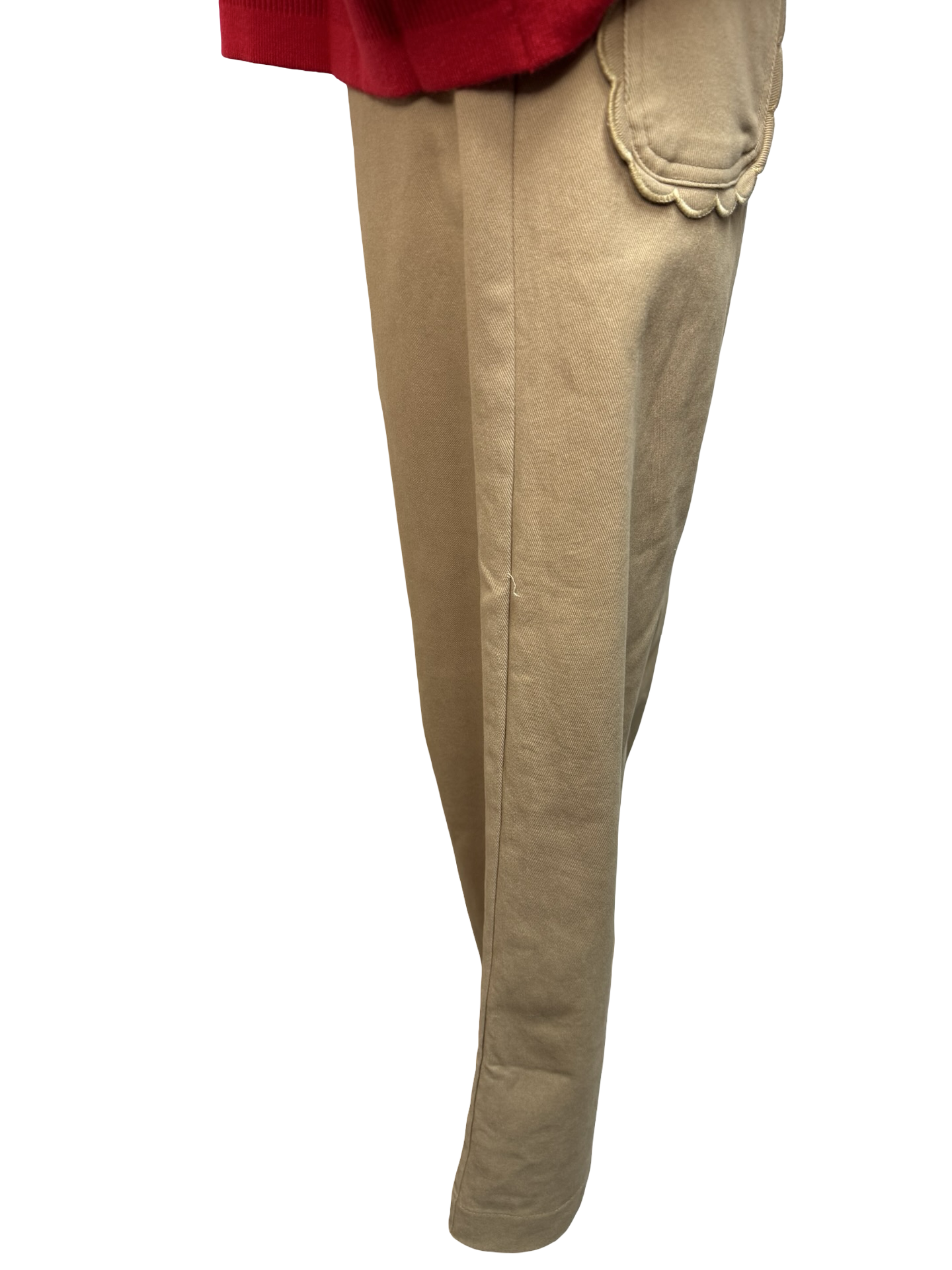 Wide Leg Scallop Accented Pant Camel