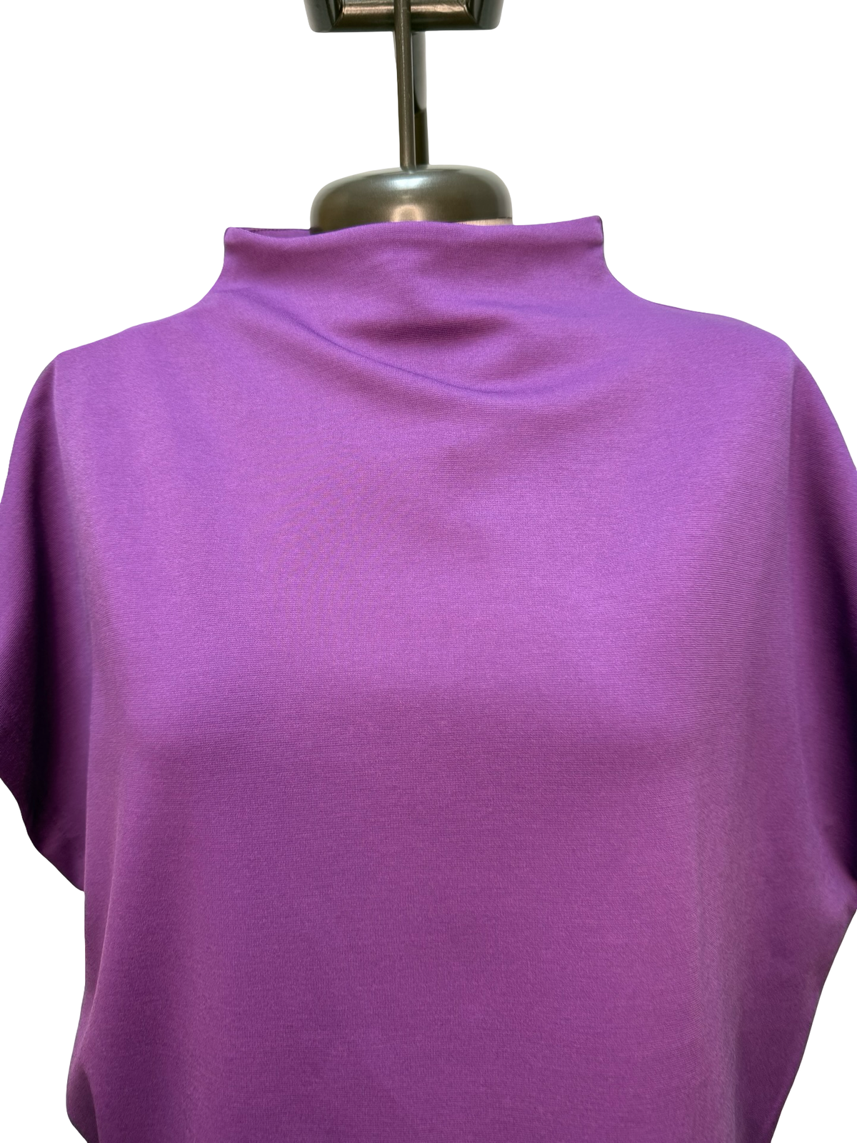Solid Mock Neck Short Sleeve Top Plum Jam