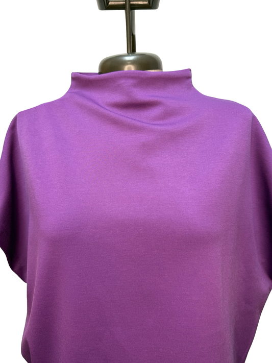 Solid Mock Neck Short Sleeve Top Plum Jam