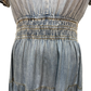 Snow Washed Smocked V-Neck Chambray Dress