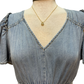 Snow Washed Smocked V-Neck Chambray Dress