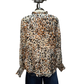 Abstract Print Bubble Sleeve Blouse Burnt Sienna