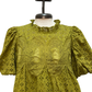 Eyelet Detail Crochet Trim Top Olive