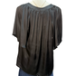 Pleated Notch Neck Short Sleeve Top Black