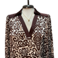 Contrast Pattern Long Sleeve Blouse Brown