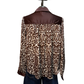 Contrast Pattern Long Sleeve Blouse Brown