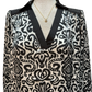 Contrast Pattern Long Sleeve Blouse Black