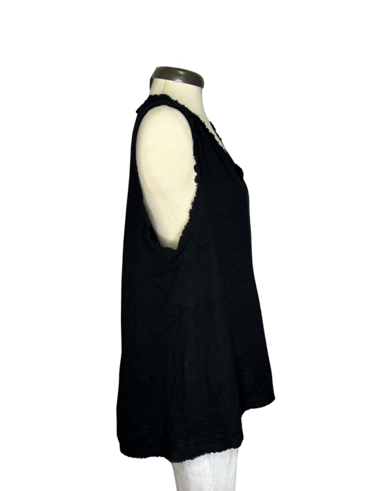 Gauze High Low Tank Black